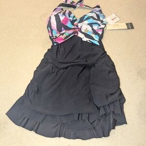 Nwt Profile by Gottex Women's One Piece Swim Dress Sz 10
